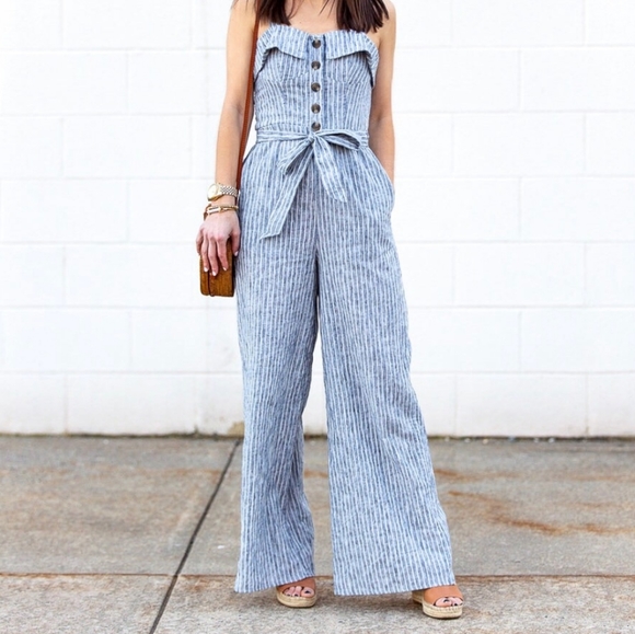 American Eagle Outfitters Pants - American Eagle Striped Wide Leg Jumpsuit Boho Bohemian Minimalist Summer Beach